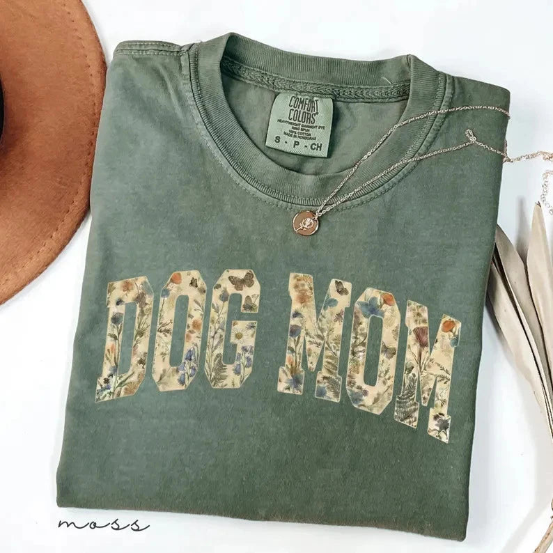 Dog Mom Comfort Tee Boho Cottagecore Floral Pet Lover Gift
