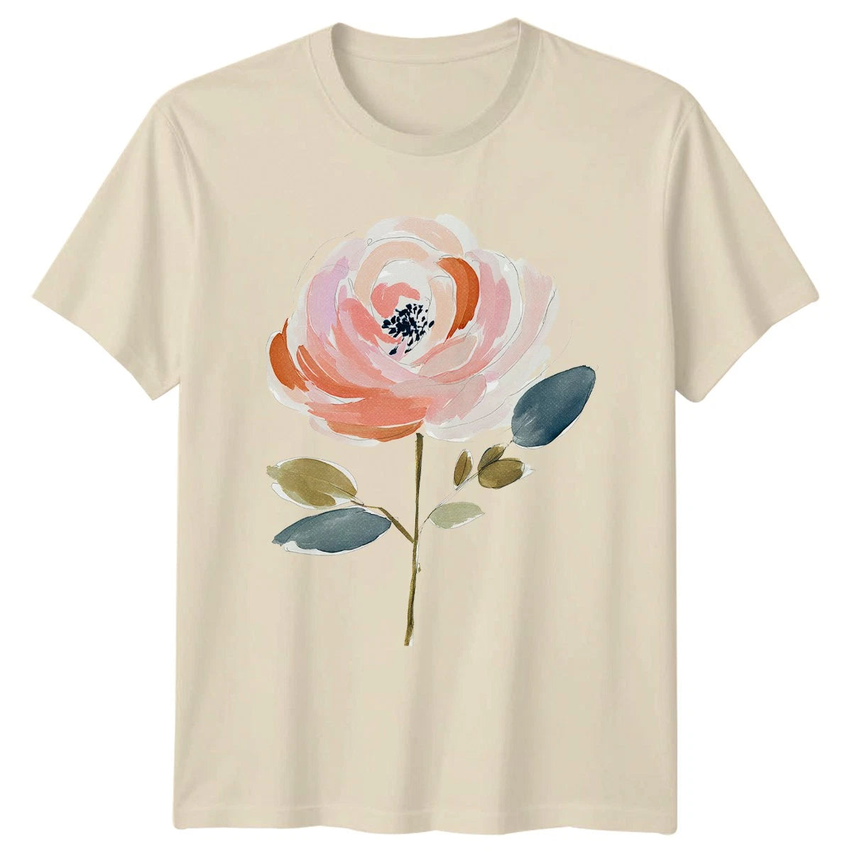 Boho Watercolor Floral Art Womens T-Shirt Botanical Flower Mothers Day Gift