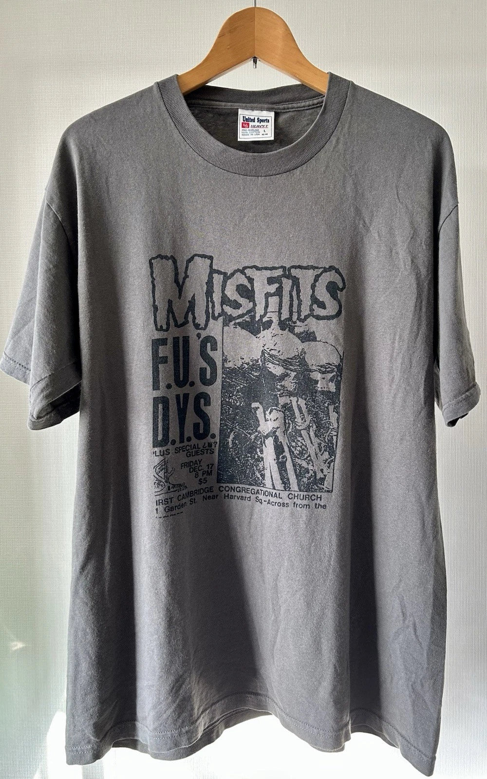 Original 1982 MISFITS FUS DYS Concert Flyer T-Shirt Vintage Punk Rare Size L