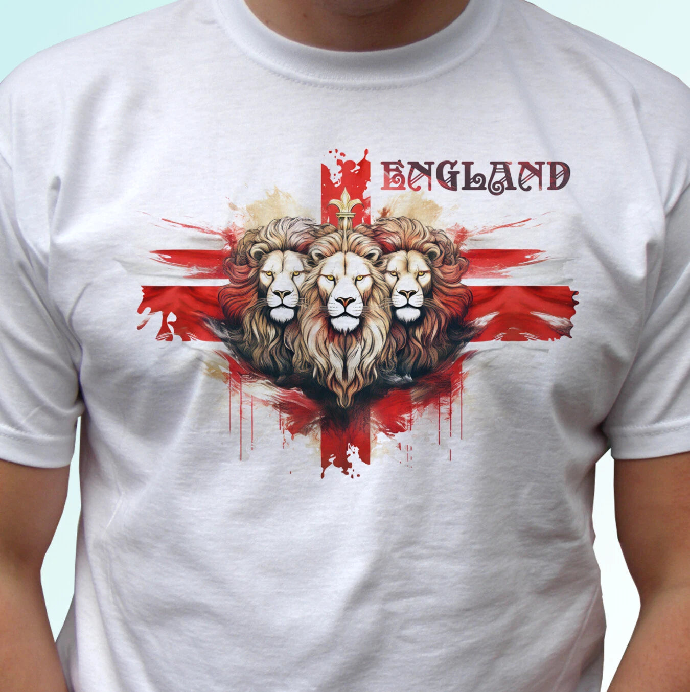England Lions t shirt 3 lions top flag UK GB design patriotic art gift all sizes