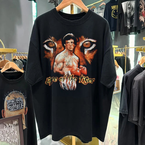 80's Eye Of The Tiger "Rocky 3 " Washed Black T-Shirt XL
