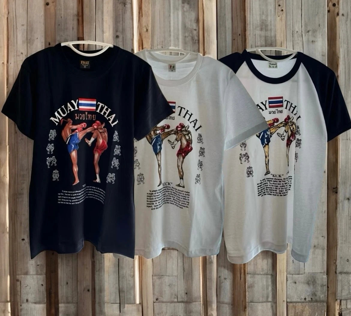 Vintage Style Crewneck Muay Thai Tee Kickboxing Streetwear Unisex Cotton Shirt