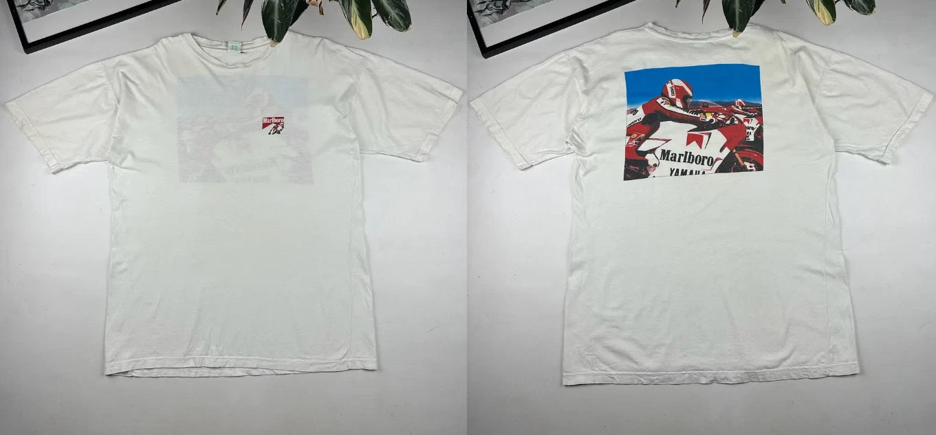 Marlboro Moto Racing Yamaha Vintage 90s T Shirt Streetwear Biker Tee S-5XL