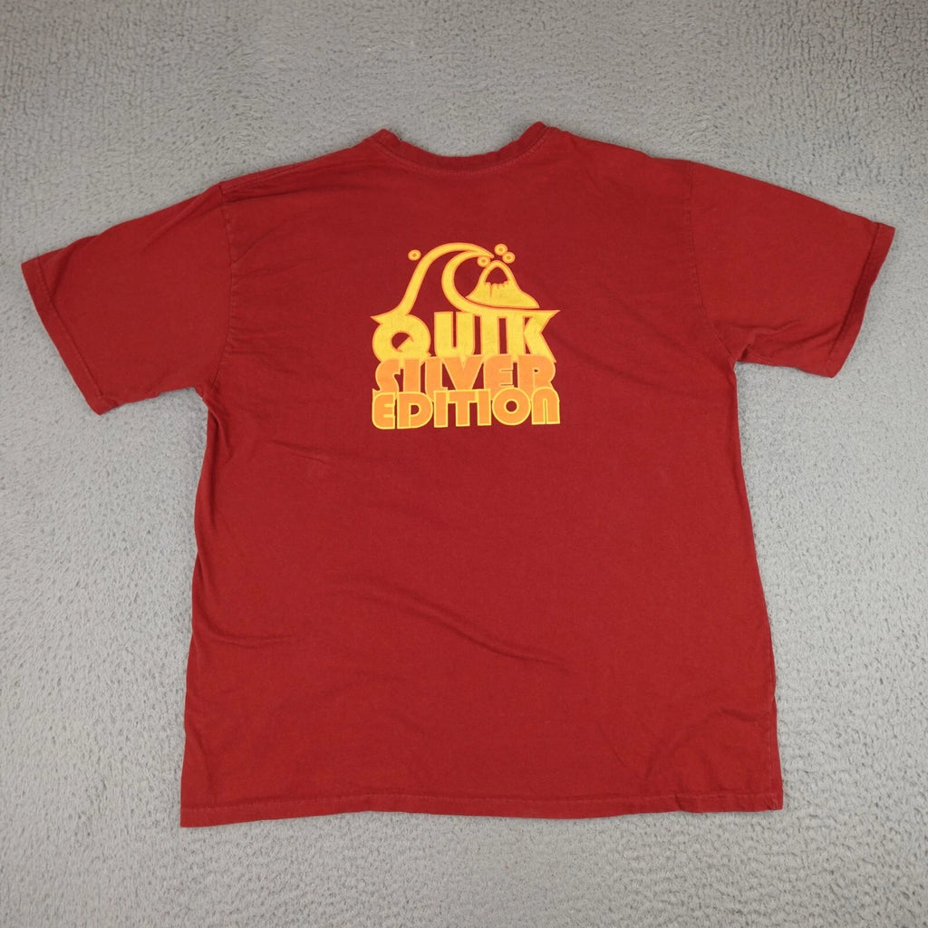 Quiksilver Shirt Mens Extra Large Red Short Sleeve Surf Skate Graphic Grunge Y2K