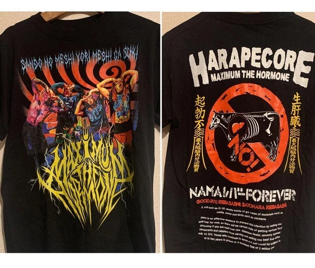 90s Rare The Maximum Hormone band 2 sided Black T shirt