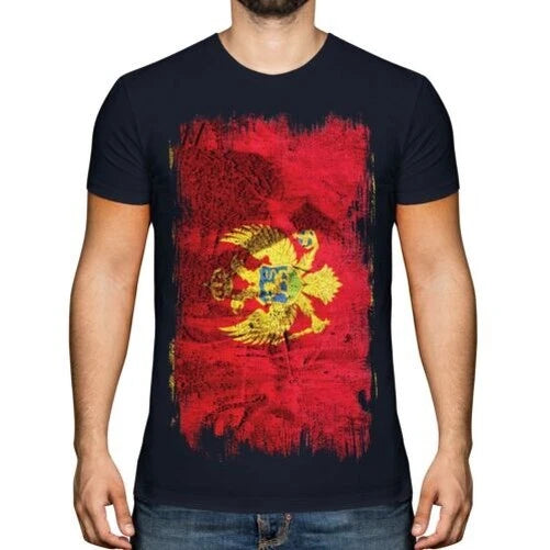 MONTENEGRO GRUNGE FLAG MENS T-SHIRT TEE TOP CRNA GORA FOOTBALL MONTENEGRIN SHIRT