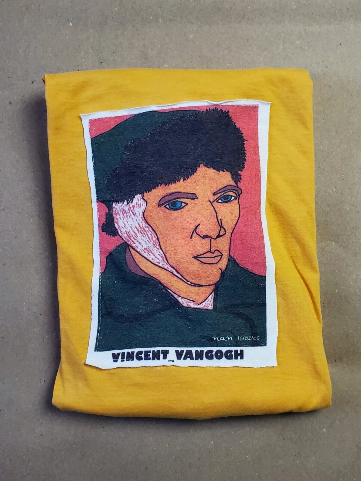 Vincent Van Gogh Self Portrait with Bandaged Ear Parody Pop Art T-Shirt Large