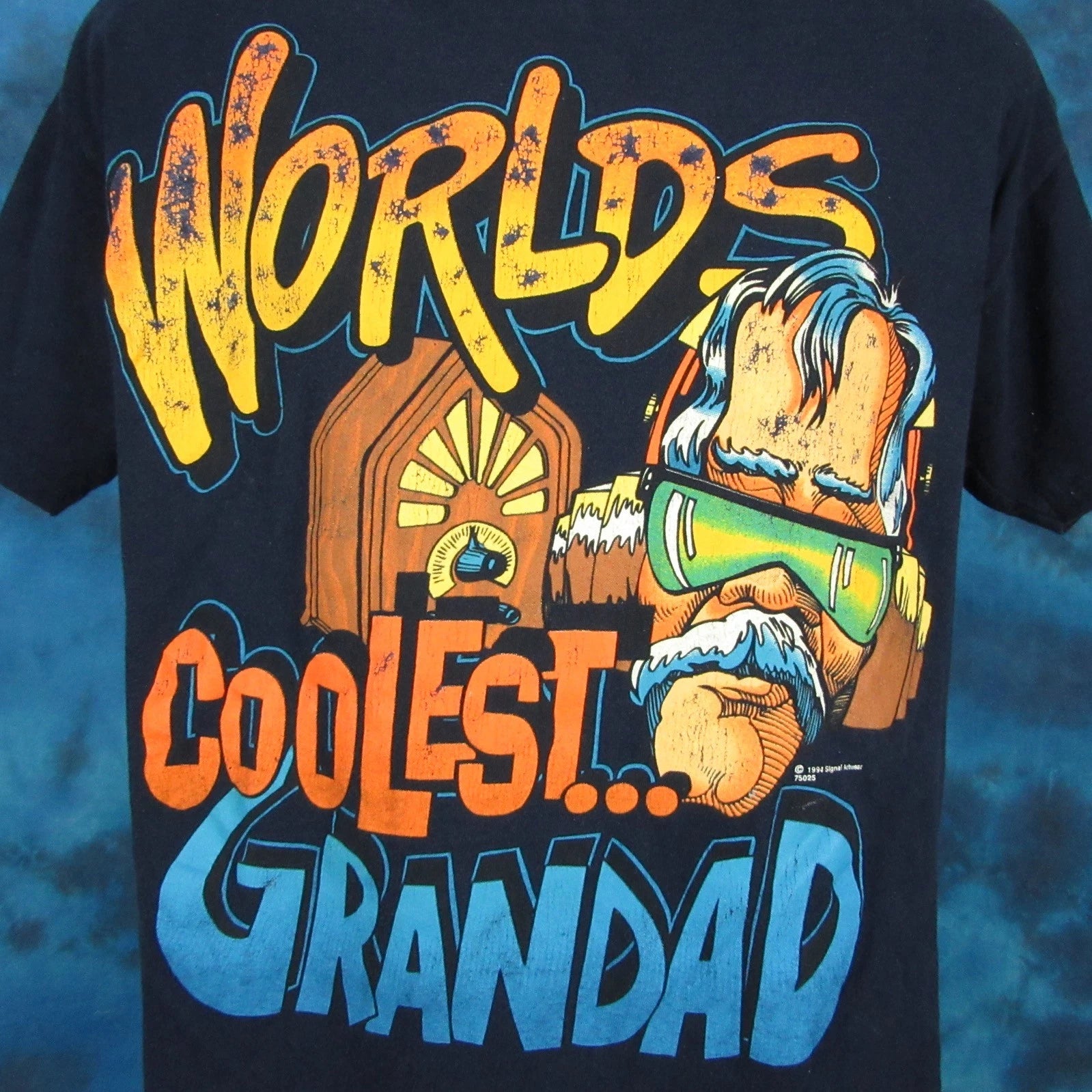 vintage 90s WORLD’S COOLEST GRANDAD CARTOON T-Shirt LARGE old joke dad rock thin