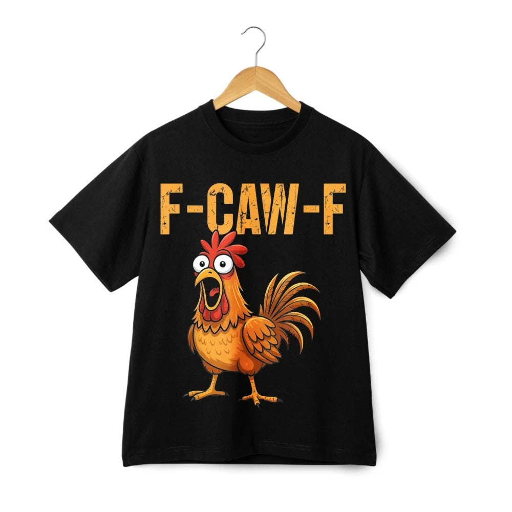 F-CAW-F Angry Chicken Graphic T-Shirt Funny Farm Animal Meme Tee Prank Gift