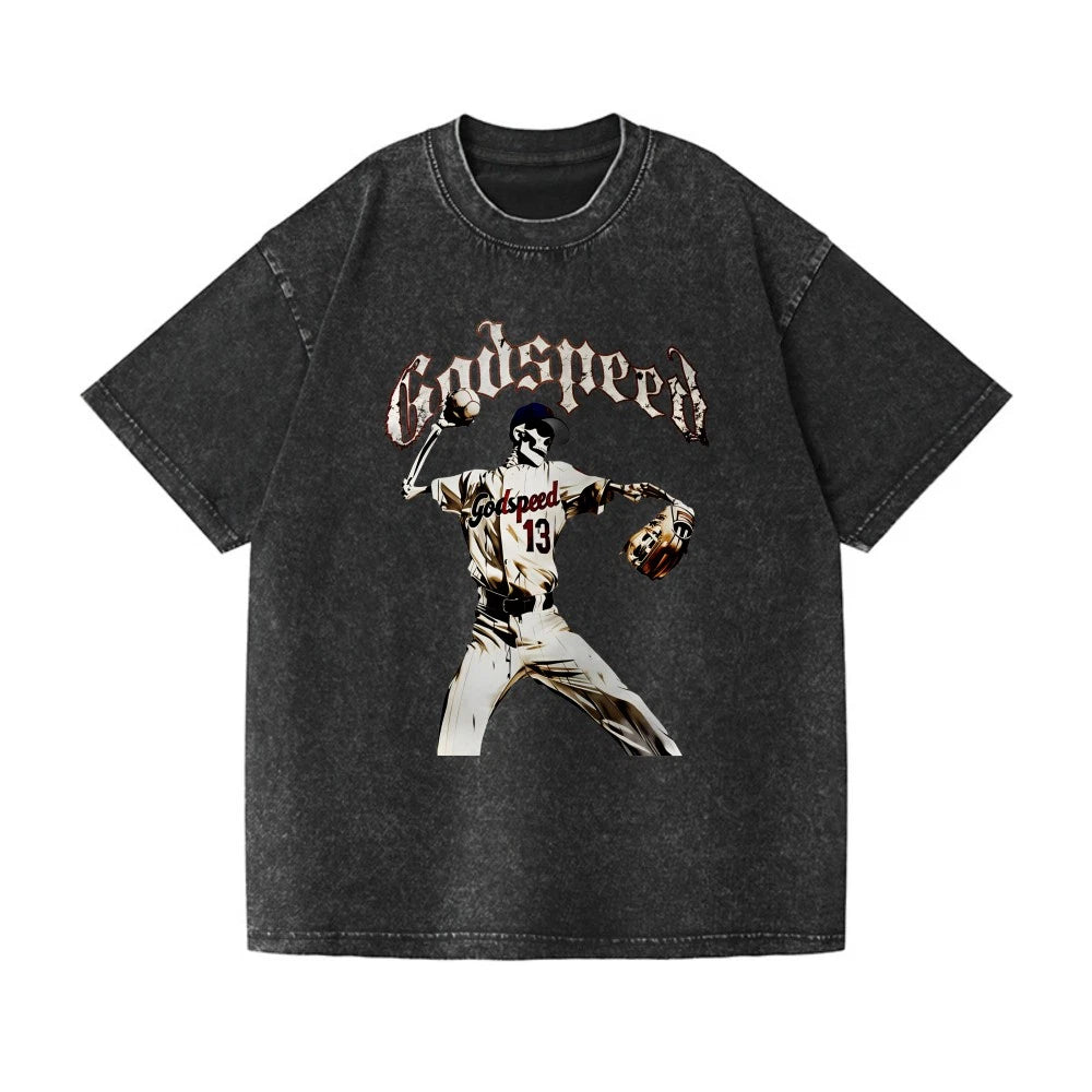 Unisex Godspeed Skeleton Baseball Gift Tee Gothic Sports Fan Casual T-Shirt
