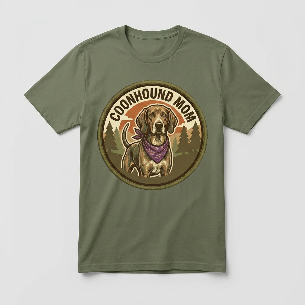 Coonhound Mom T-Shirt Hound Dog Gift Women Graphic Tee Mothers Day Vintage Cute