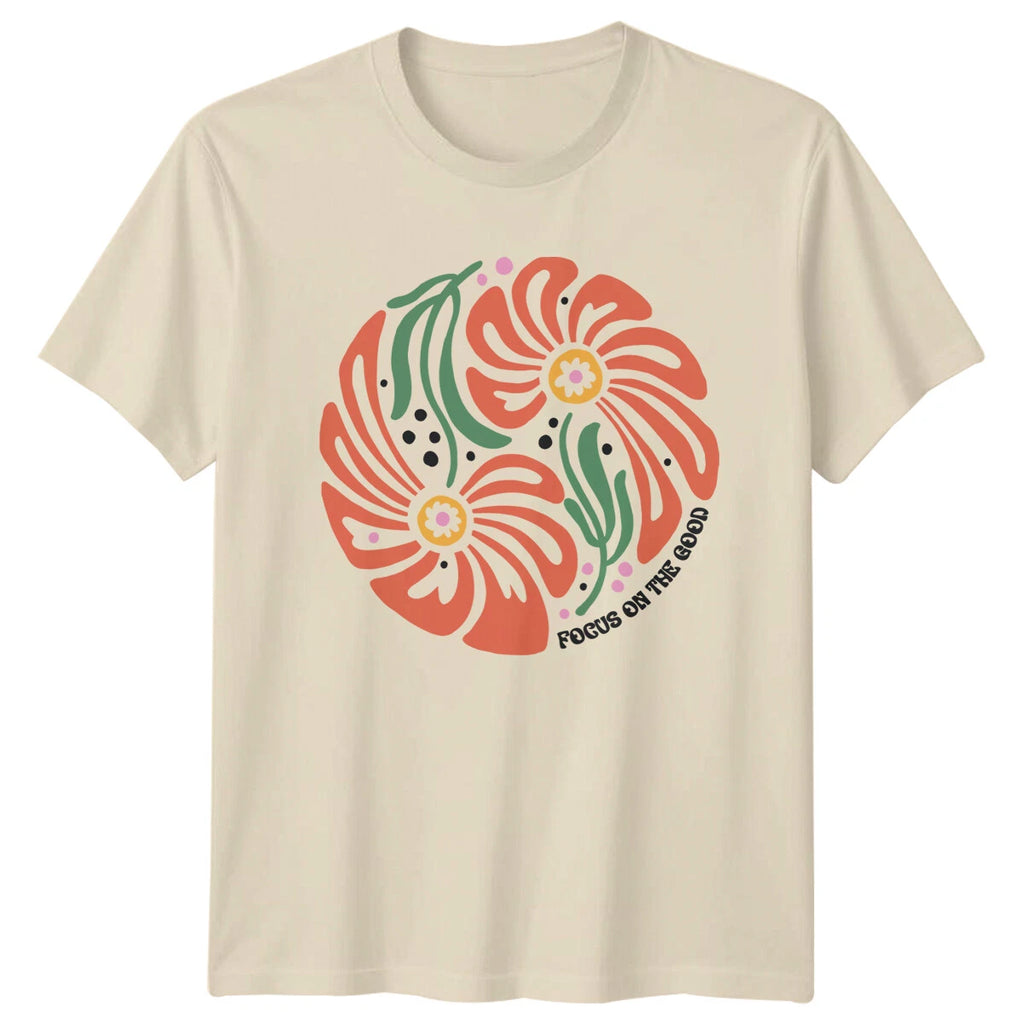 Focus On The Good Boho Floral Nature Graphic T-Shirt