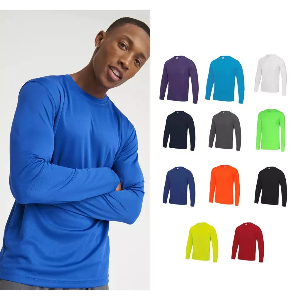 Mens Long Sleeve Polyester T Shirt Quick Dry Wicking Training Top Gym Sport L