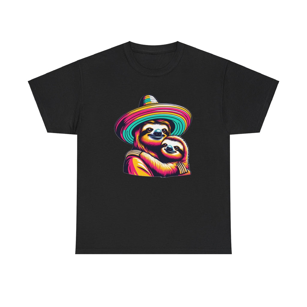 Unisex Adult T Shirt Pop Art Sloth Couple Sombrero Cute Animal Decor Colorful