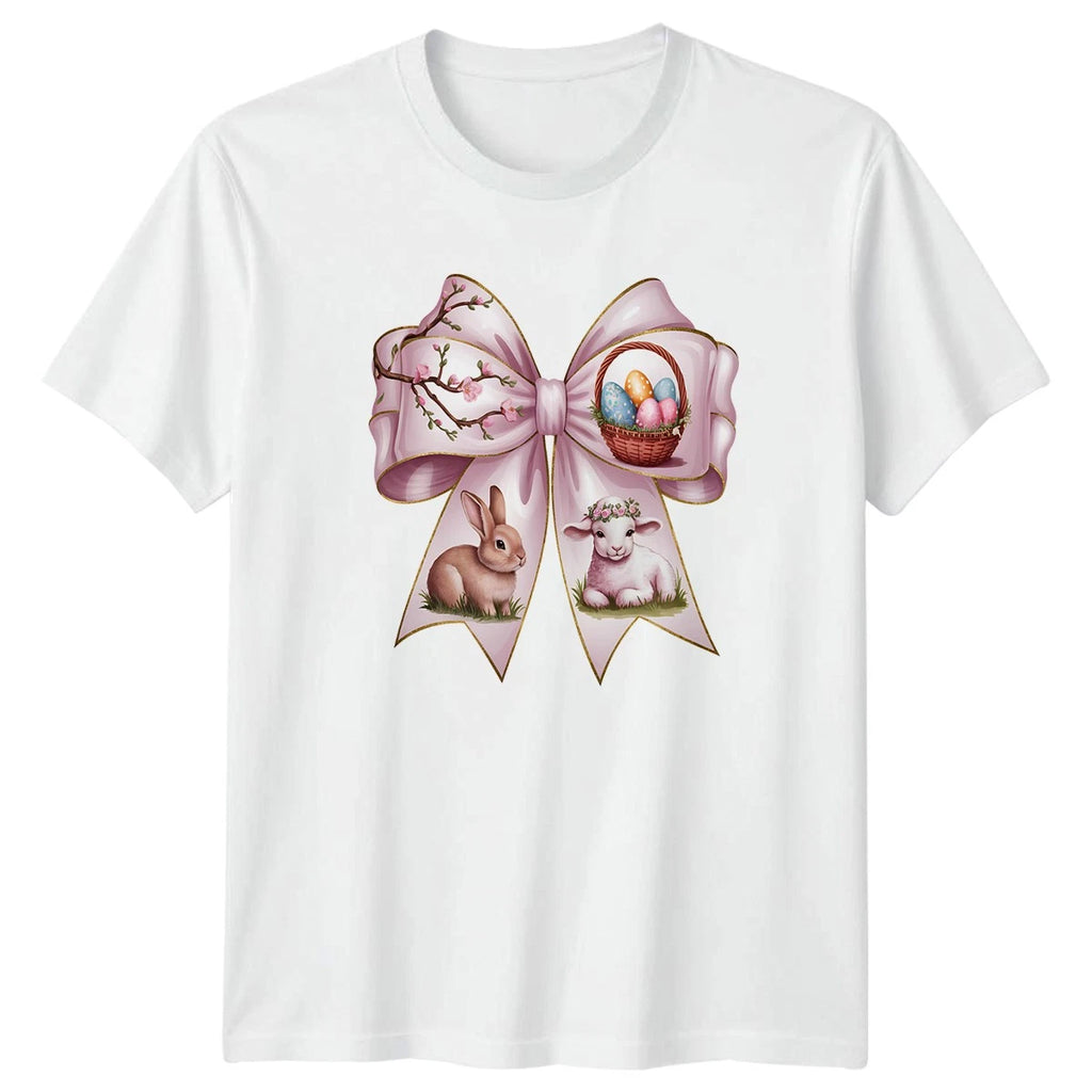 Cute Watercolor Easter Bunny Lamb Womens T-Shirt Easter Spring Holiday Apparel