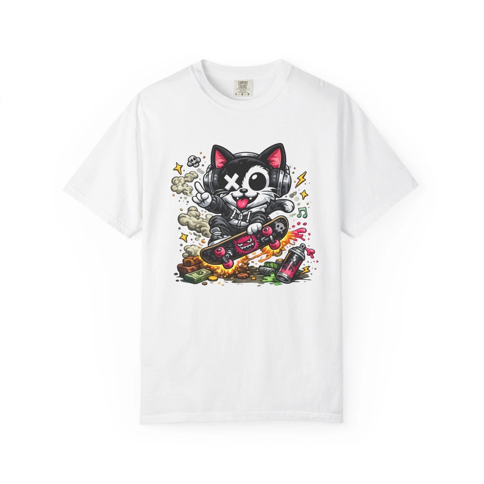 "Skate Cat" T-shirt | Cartoon Kawaii Skateboarder | 4 Colors