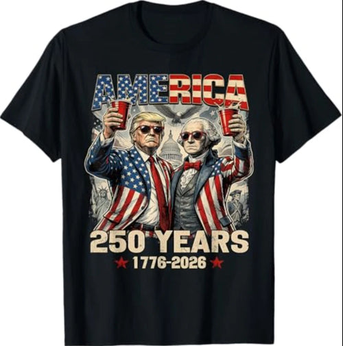 250 Years America Anniversary 250th Trump Washington Vintage T-Shirt