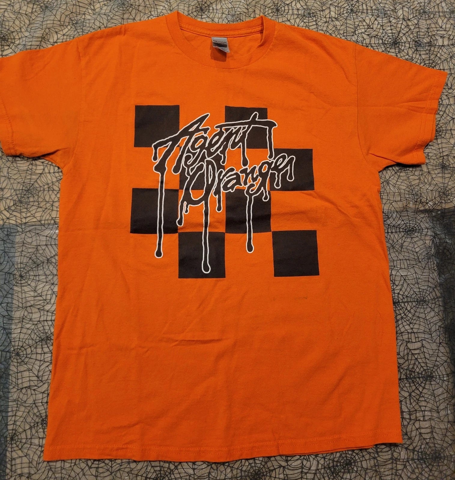 Agent Orange Shirt Size Medium M Checkerboard Drip Logo Skate Surf Punk