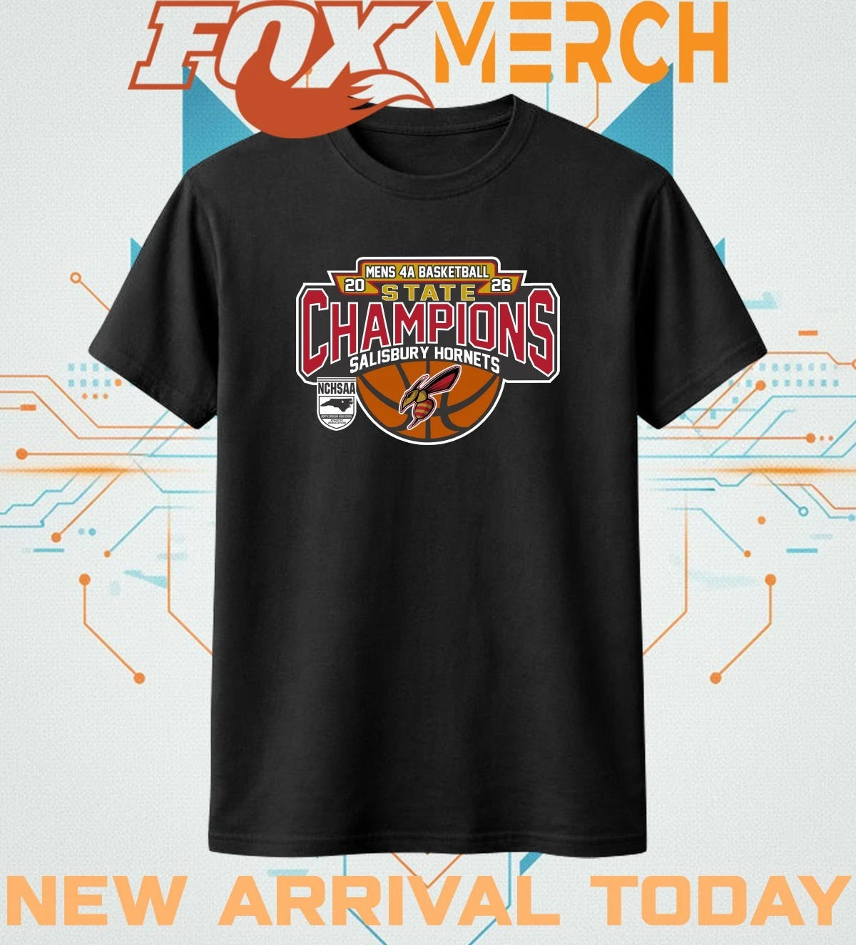 Salisbury Hornets 2026 Men’s 4A Basketball State Champions t-shirt
