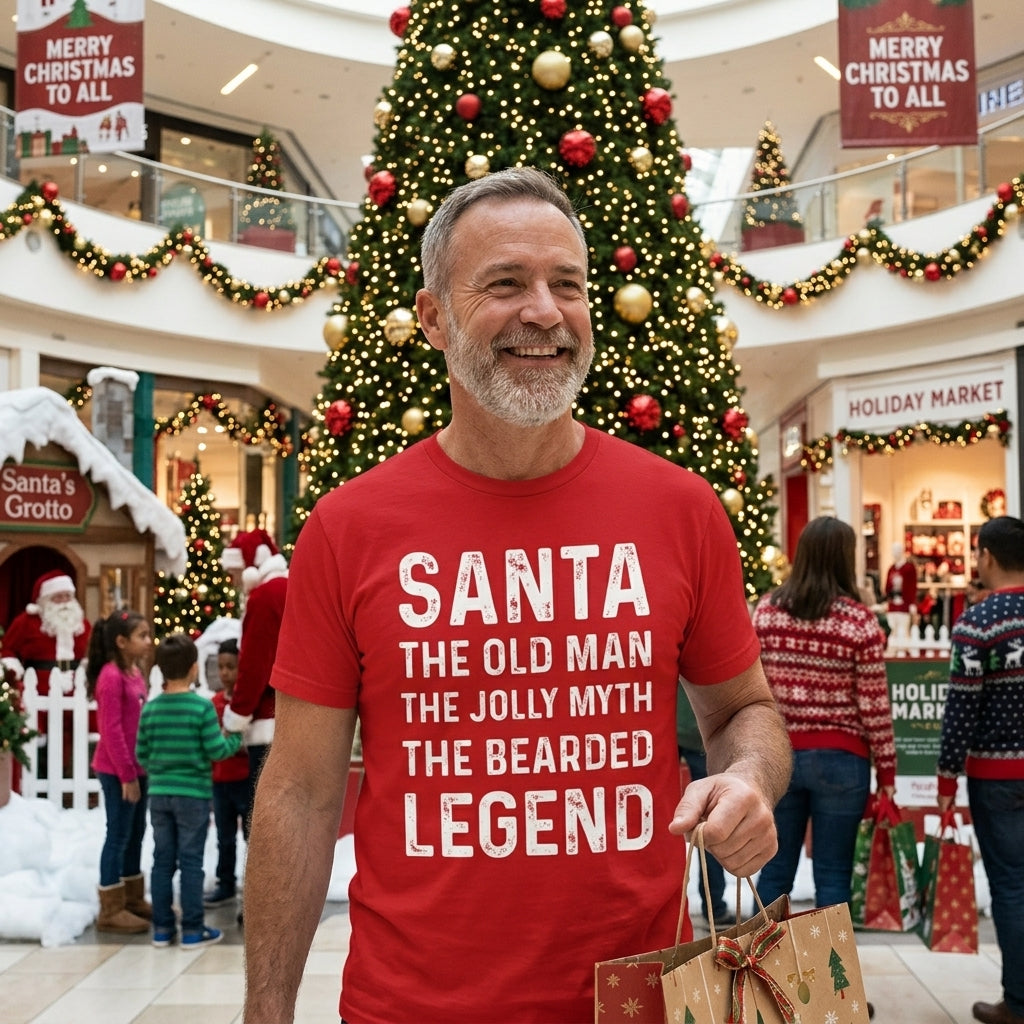 Santa The Old Man The Jolly Myth The Bearded Legend Men's T Shirt