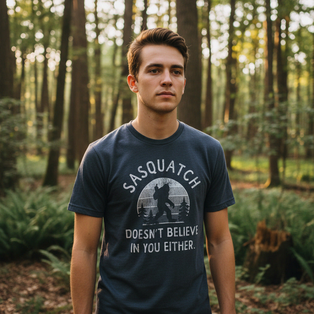 Sasquatch Doesnt Believe In You Either Men's T Shirt