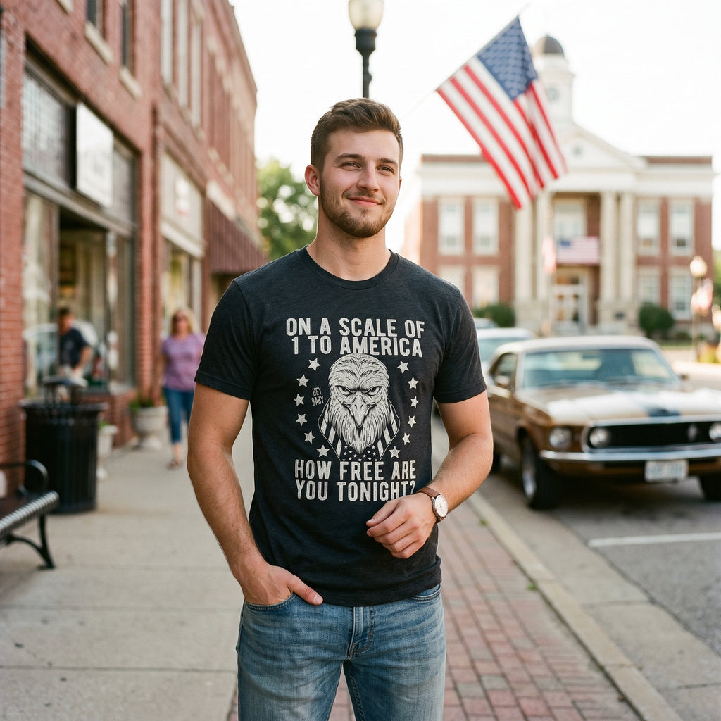 On A Scale Of 1 To America How Free Are You Men's T Shirt