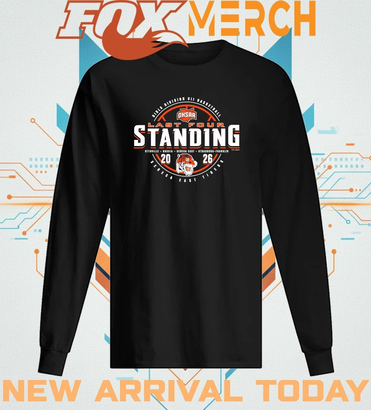 Seneca East Tigers 2026 OHSAA Girls Basketball DVII Last Four Standing t-shirt