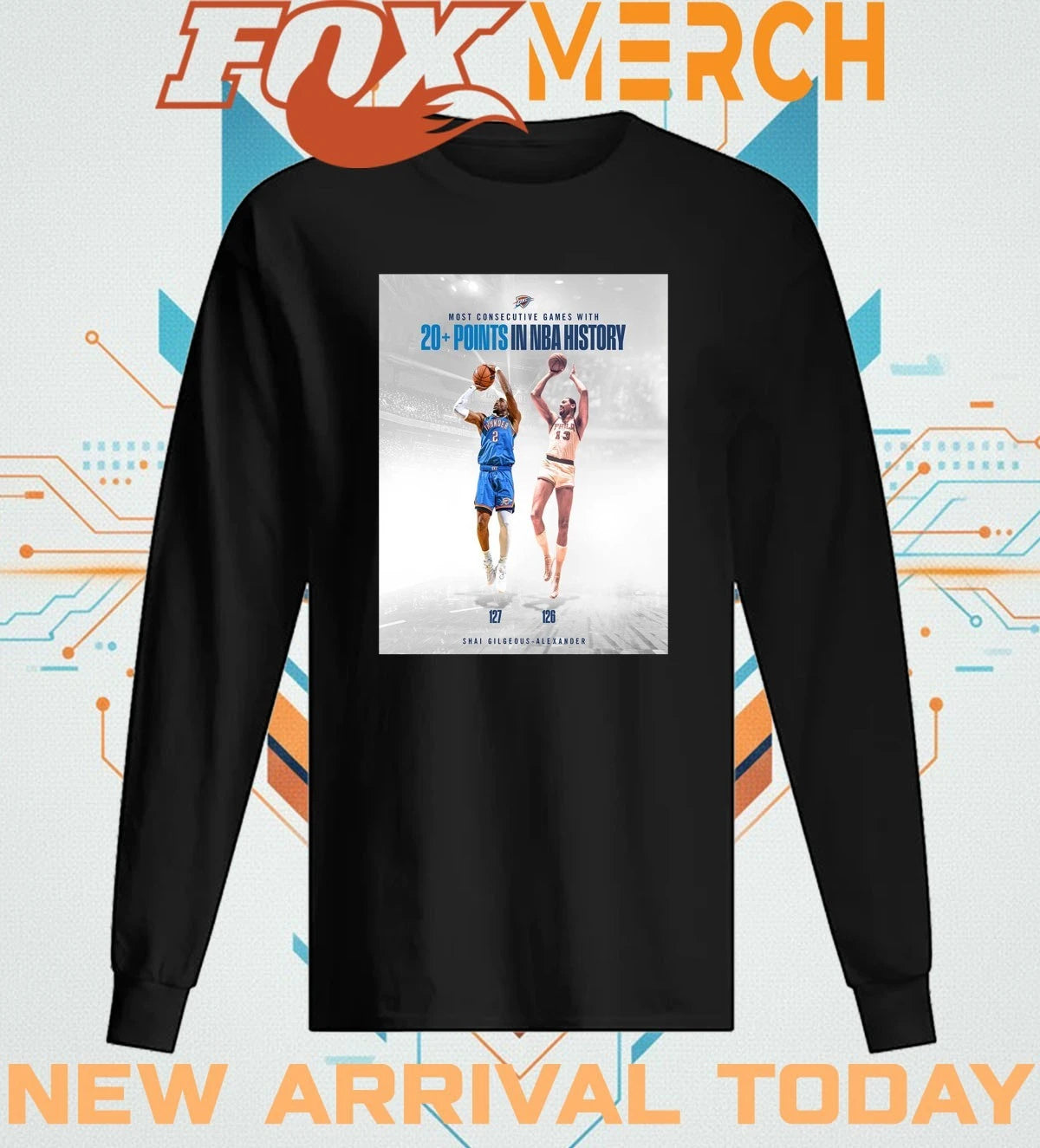 Shai Gilgeous Alexander OKC Thunder most consecutive games with 20+ points in NBA history t-shirt