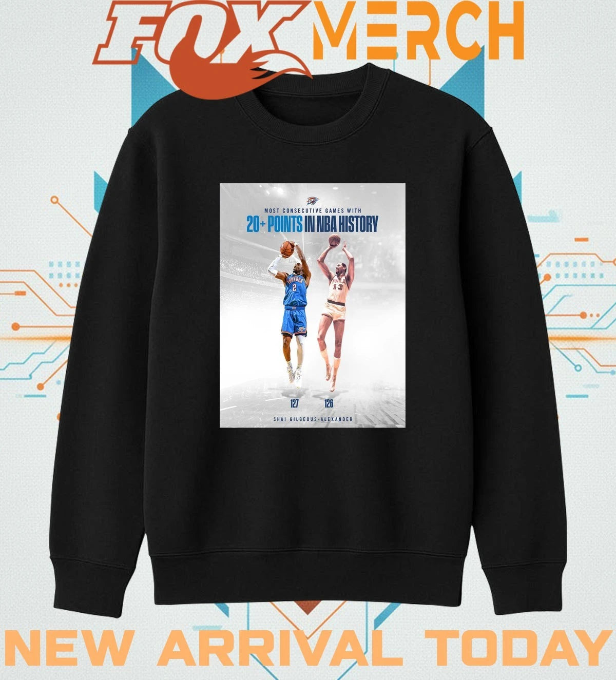 Shai Gilgeous Alexander OKC Thunder most consecutive games with 20+ points in NBA history t-shirt