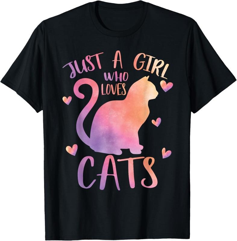 shirts Just a Girl Who Loves Cats Watercolor Cat Love Cute Mom T-Shirt Hoodie, Sweatshirt | TeeBloomCo.com