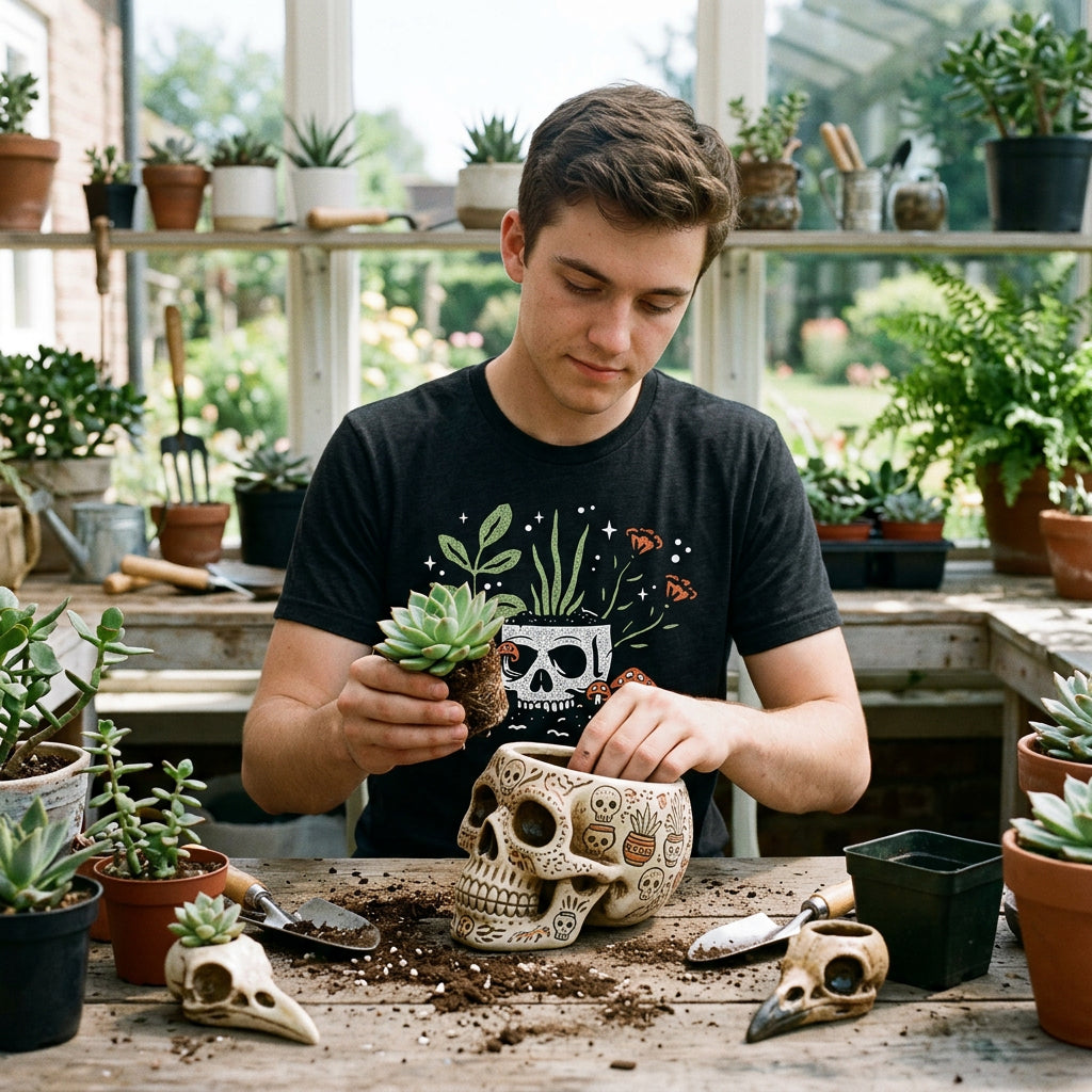 Skull Flowers Men's T Shirt