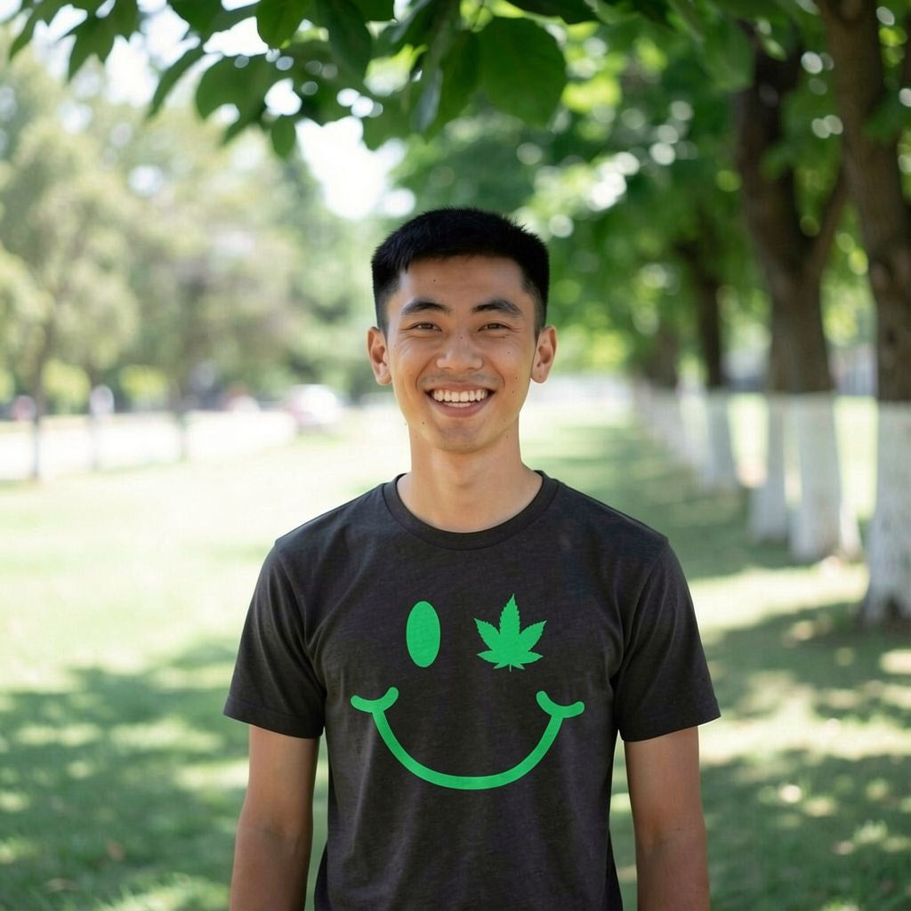 Pot Leaf Eye Smiling Face Men's T Shirt