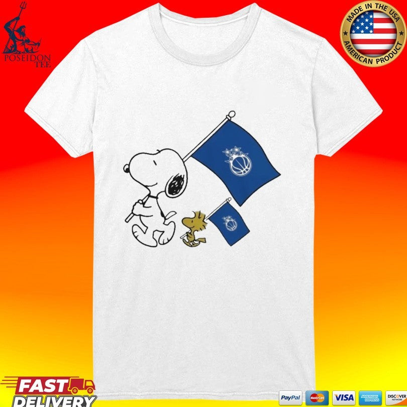 Snoopy And Woodstock Holding Orlando Magic Flags To Cheer T-shirt