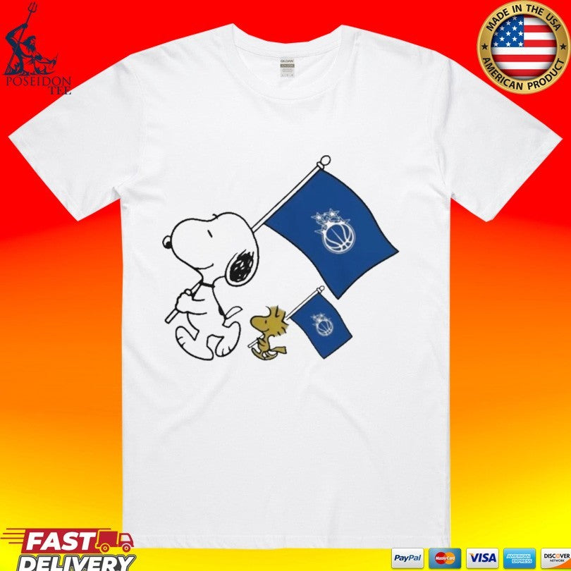Snoopy And Woodstock Holding Orlando Magic Flags To Cheer T-shirt