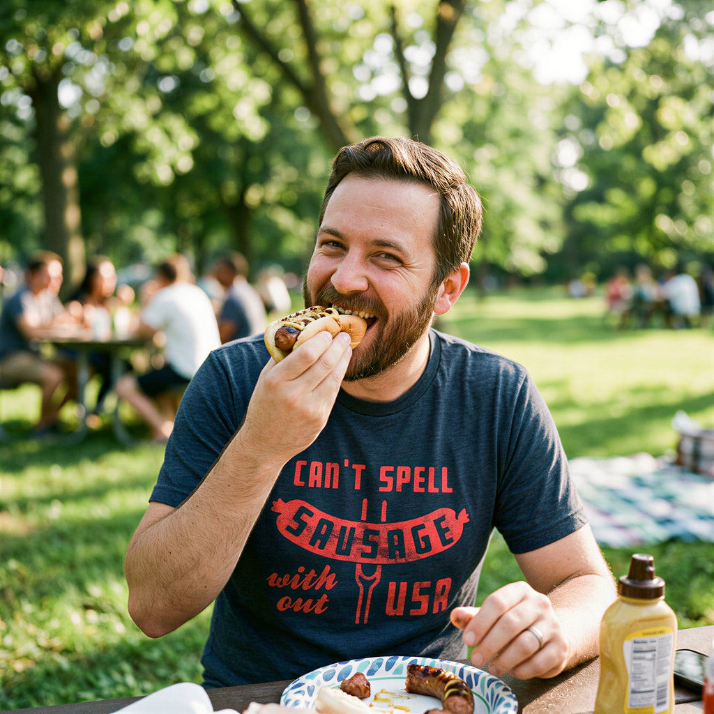 Can't Spell Sausage Without USA Men's T Shirt