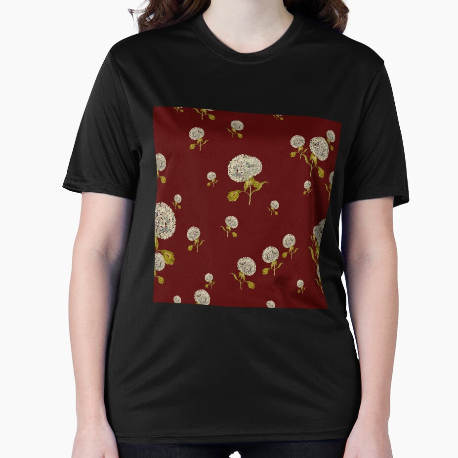 Hydrangea flower cute ornate pattern a watercolor red by Yana Mustafina | Boho Soulful Designs