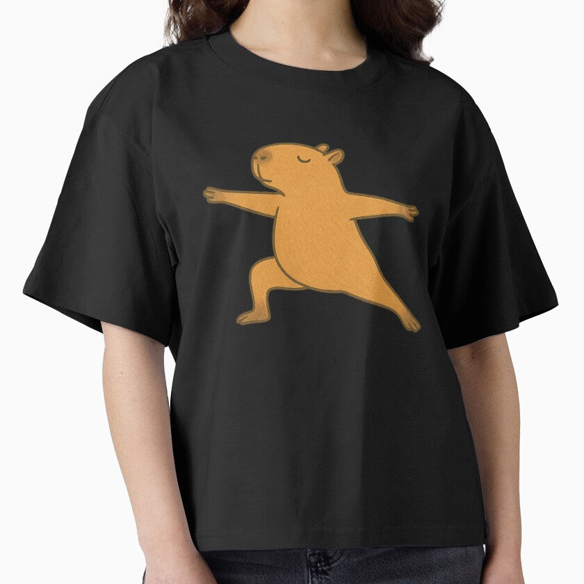 Capybara Warrior Pose – Cute Meditating Capybara Yoga Illustration by digitalbitcraft