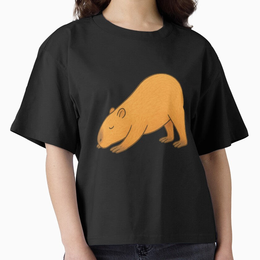 Capybara Downward Dog Pose – Cute Relaxed Capybara Yoga Illustration by digitalbitcraft