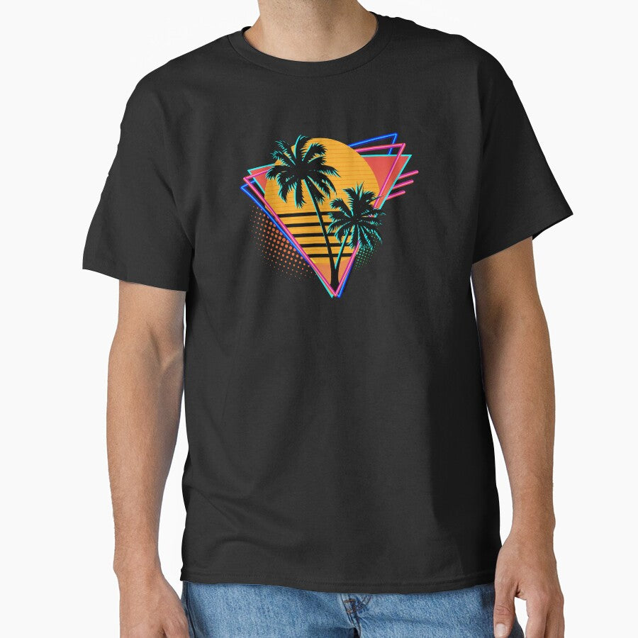 80s Retro Neon Synthwave Inspired Sunset and Palm Trees by BrobocopPrime