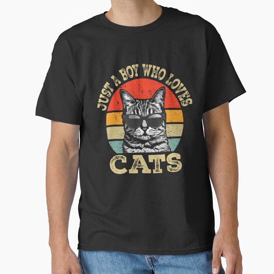 Just A Boy Who Loves Cats Boy Kid Cat Lover For Boys Vintage by KristenSophie