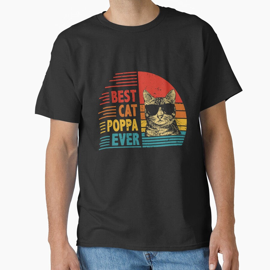Vintage Retro Best Cat Poppa Ever Funny Cat Lover Father's Day Gift by EdwinaEmmanoiCo