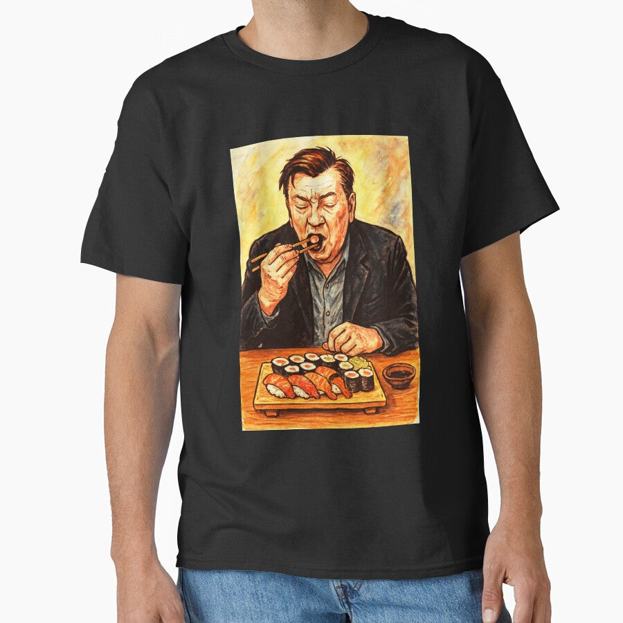 Aki Kaurismaki - Eating Sushi by Sarcastic designs