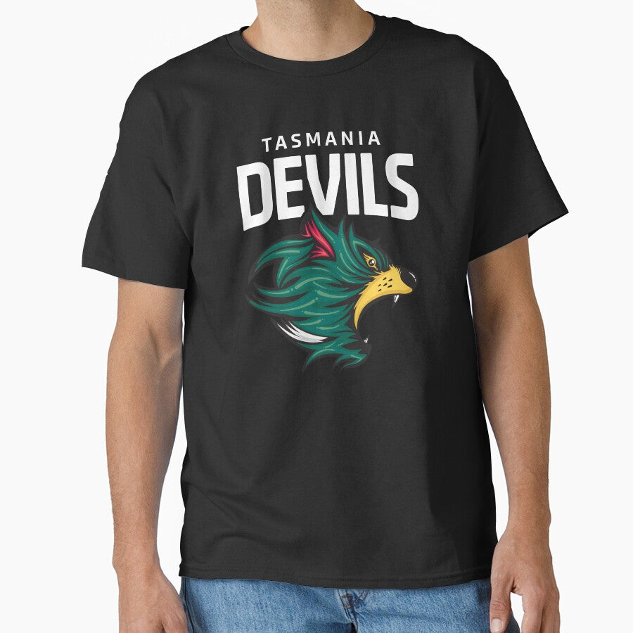 Tasmania Devils Football Club White Lettering by LAMEBOYO