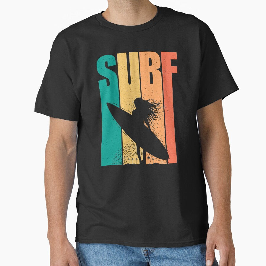 Retro Surfing Design Women Surf by Vasyl  Chernovol
