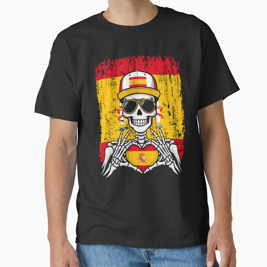 Spanish Pride Skeleton Art - Spain Football & Matador Spirit Tee by Colorful Designs