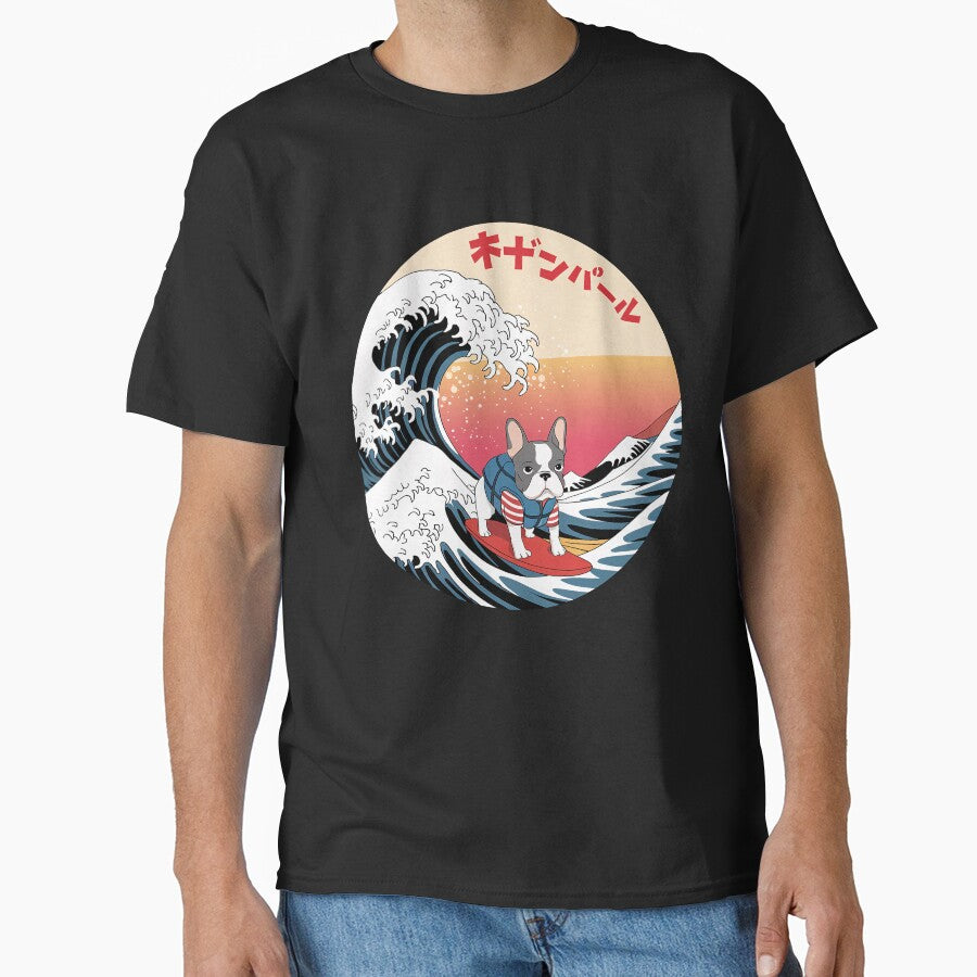Funny French Bulldog Japanese Kanagawa Wave by FurryHavenPH