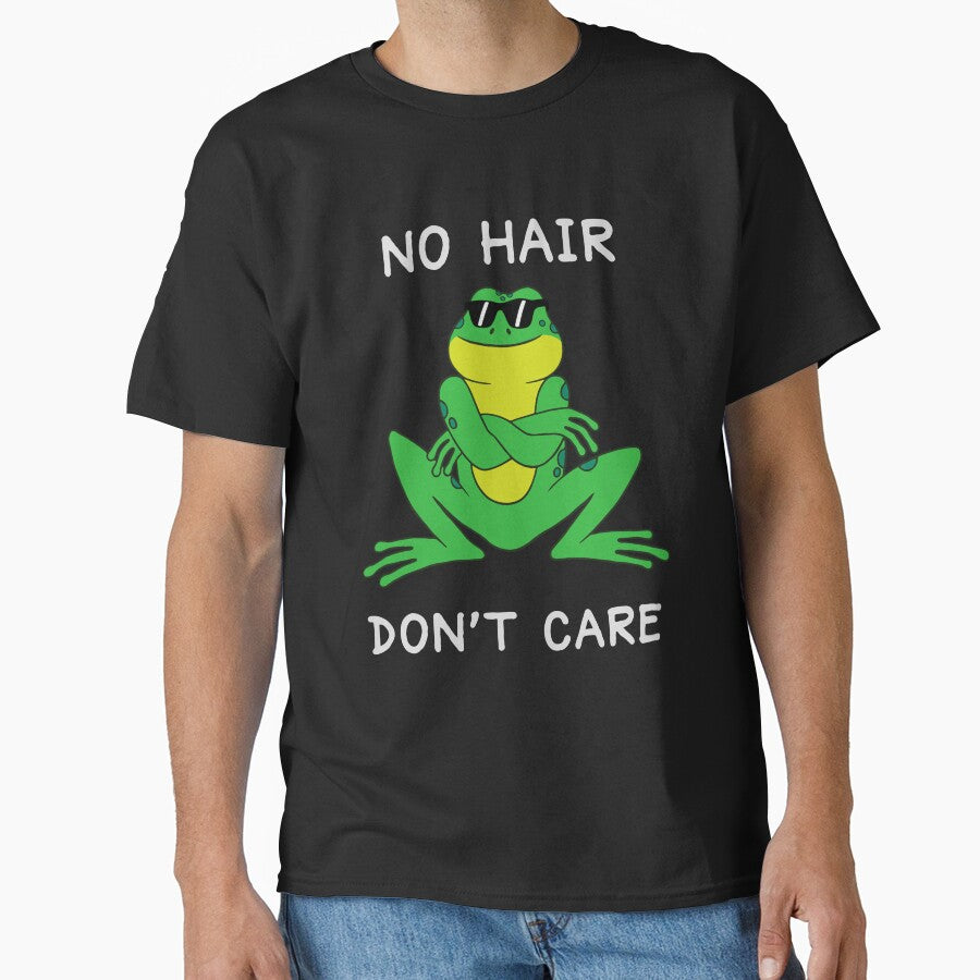 Funny Bald No Hair Don't Care Cute Frog by Zagach Letters