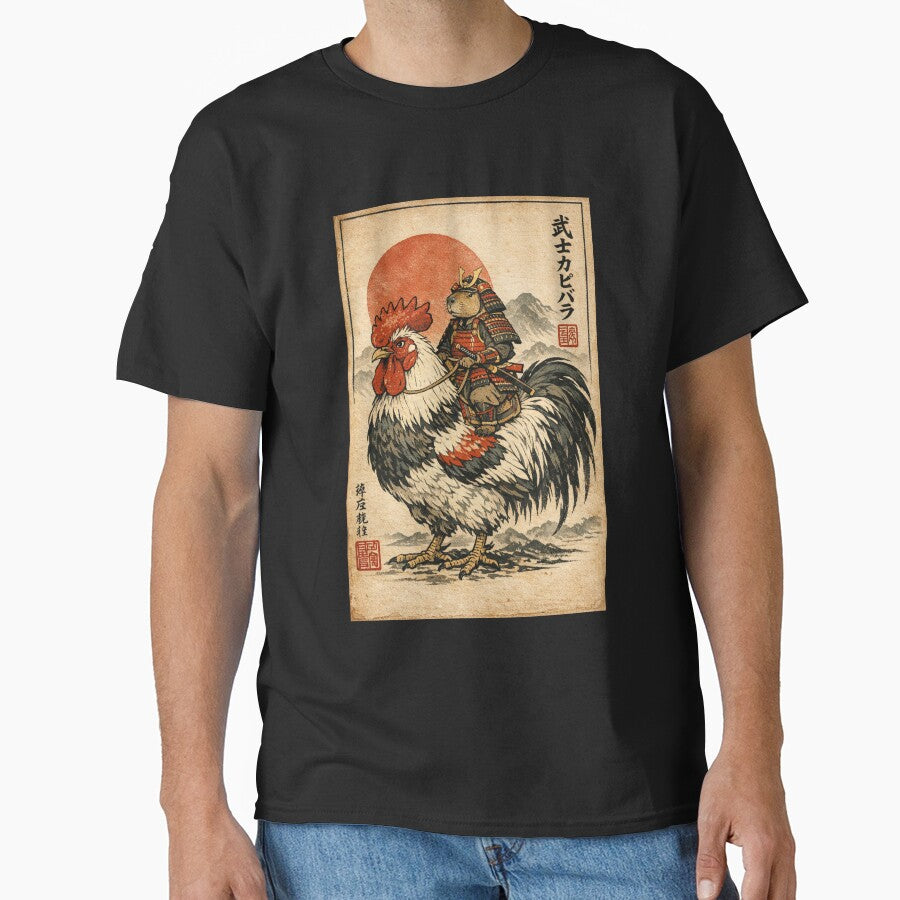 Vintage Japanese Samurai Capybara Rooster Chicken Anime Kids by sinkedink