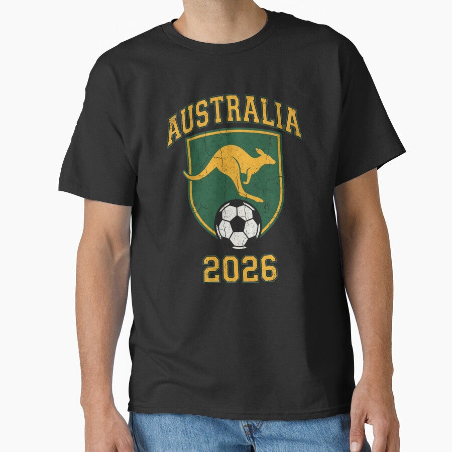 Australia Football 2026 Vintage Soccer Crest | Kangaroo Soccer Art by Imaginationbeyond