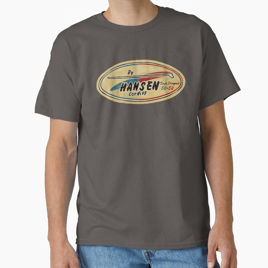 Vintage Longboard Surfing T shirt sixties Hansen style decal Logo by Kludoman